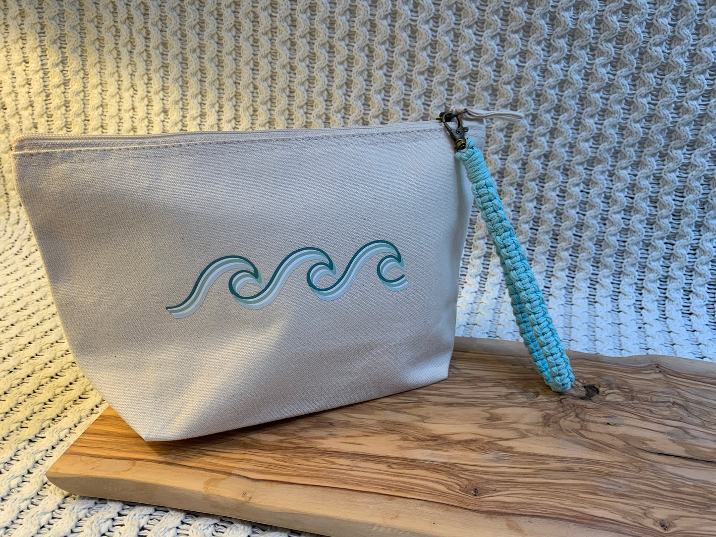 Small Waves Makeup Bag Sea Foam Green