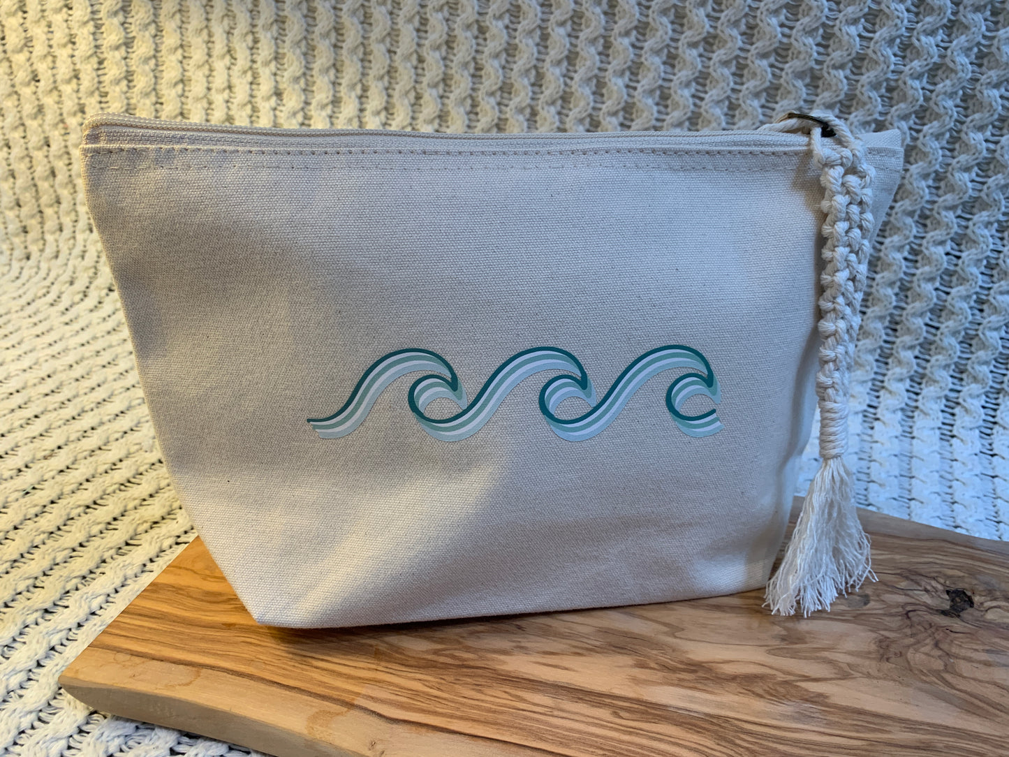 Small Waves Makeup Bag Sea Foam Green