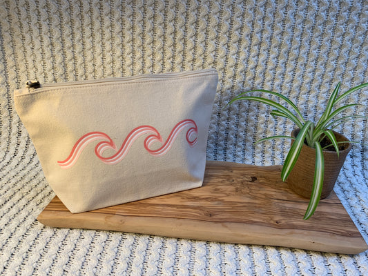 Large Waves Makeup Bag - Heather Pink