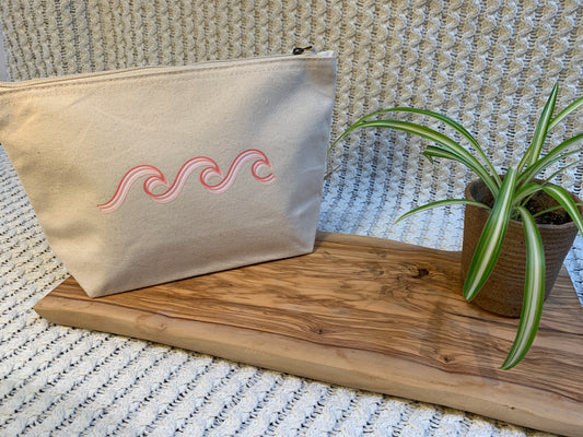 Small Waves Makeup Bag Heather Pink
