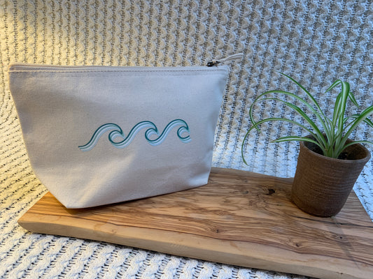 Small Waves Makeup Bag Sea Foam Green